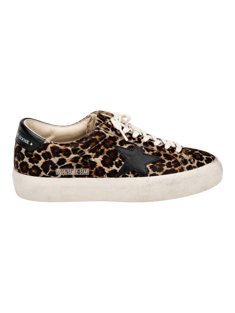 Golden Goose Space-Star Leopard Pony Hair Sneakers | Size 38 | Like New